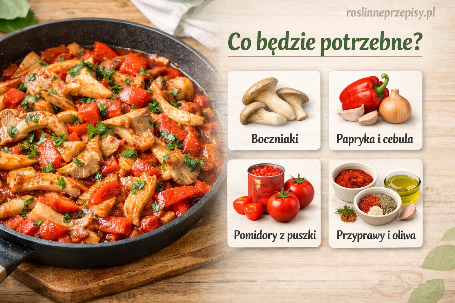 Boczniaki duszone z papryką i pomidorami – prosty obiad z patelni bez mięsa — FAU_IMAGE1