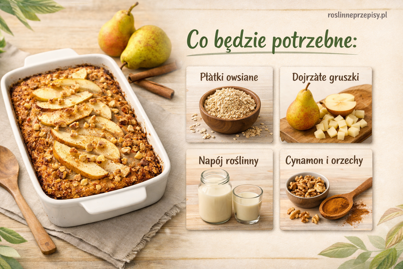 Pieczona owsianka z gruszką i cynamonem – proste roślinne śniadanie na dobry początek dnia — FAU_IMAGE1