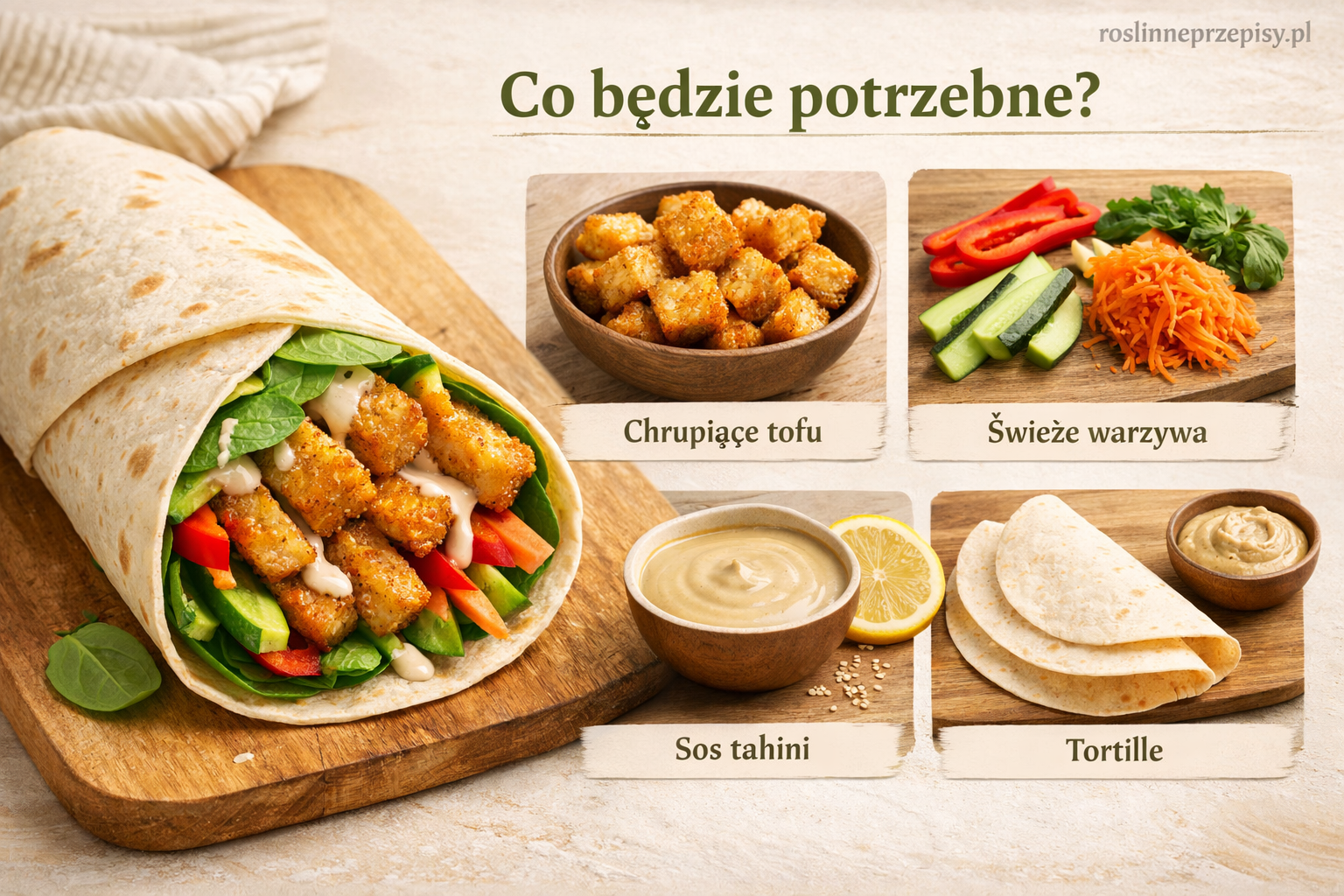 Wrap z chrupiącym tofu, warzywami i lekkim sosem tahini na szybkie śniadanie — FAU_IMAGE1