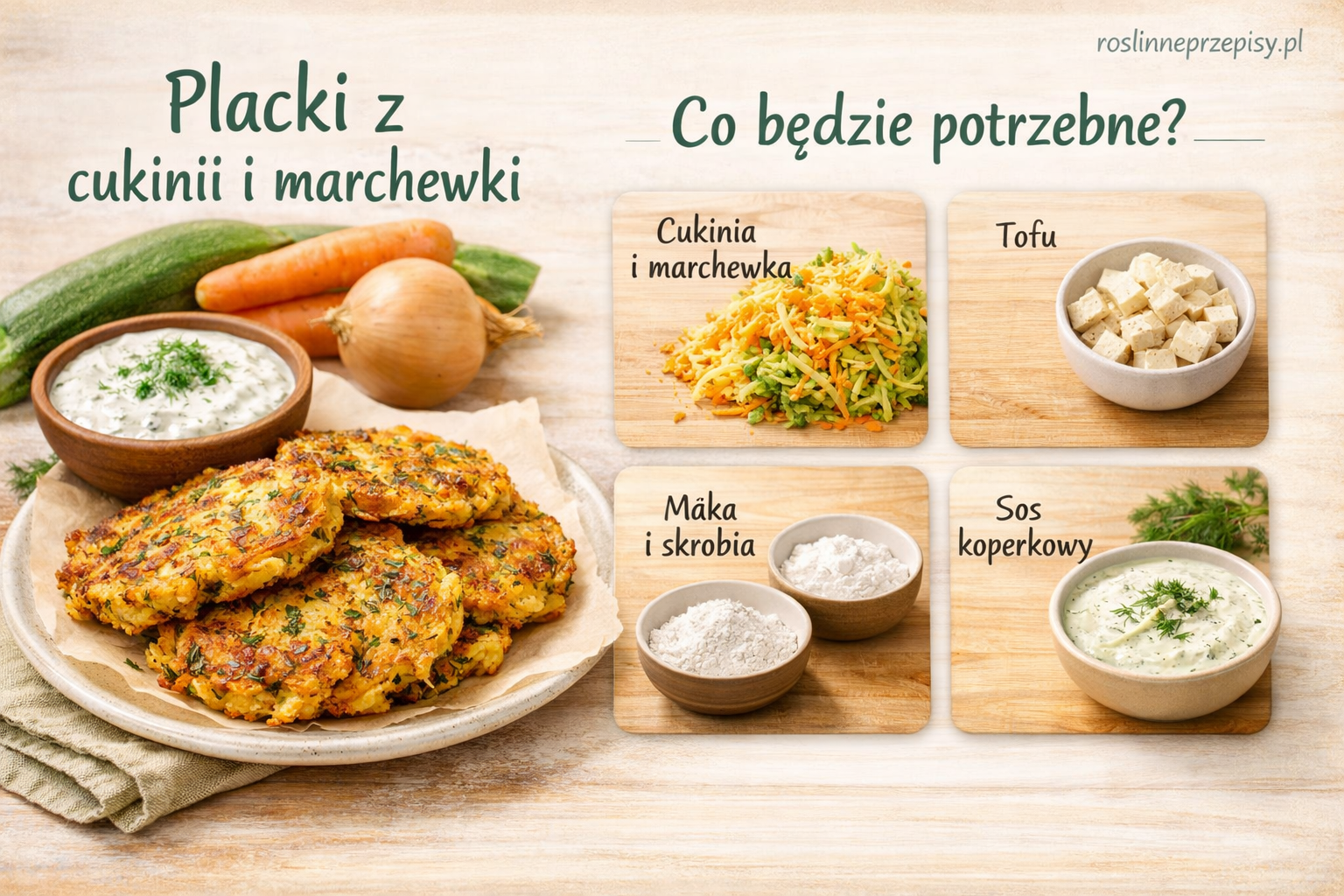 Wytrawne placki z cukinii i marchewki z sosem koperkowym na lekką kolację — FAU_IMAGE1