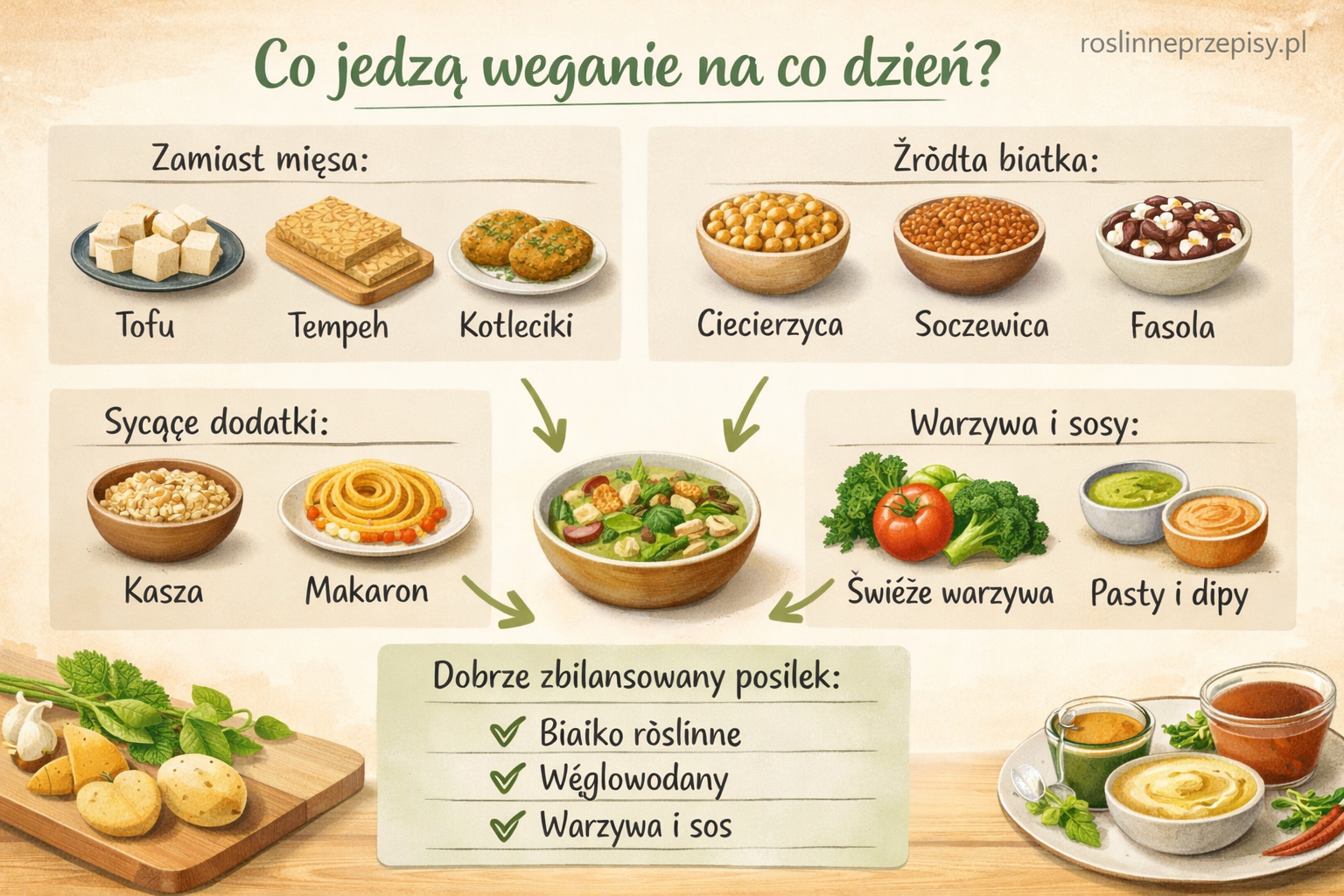 Co jedzą weganie na co dzień? Tofu, tempeh, strączki i roślinne zamienniki w dobrze zbilansowanej diecie — FAU_IMAGE2