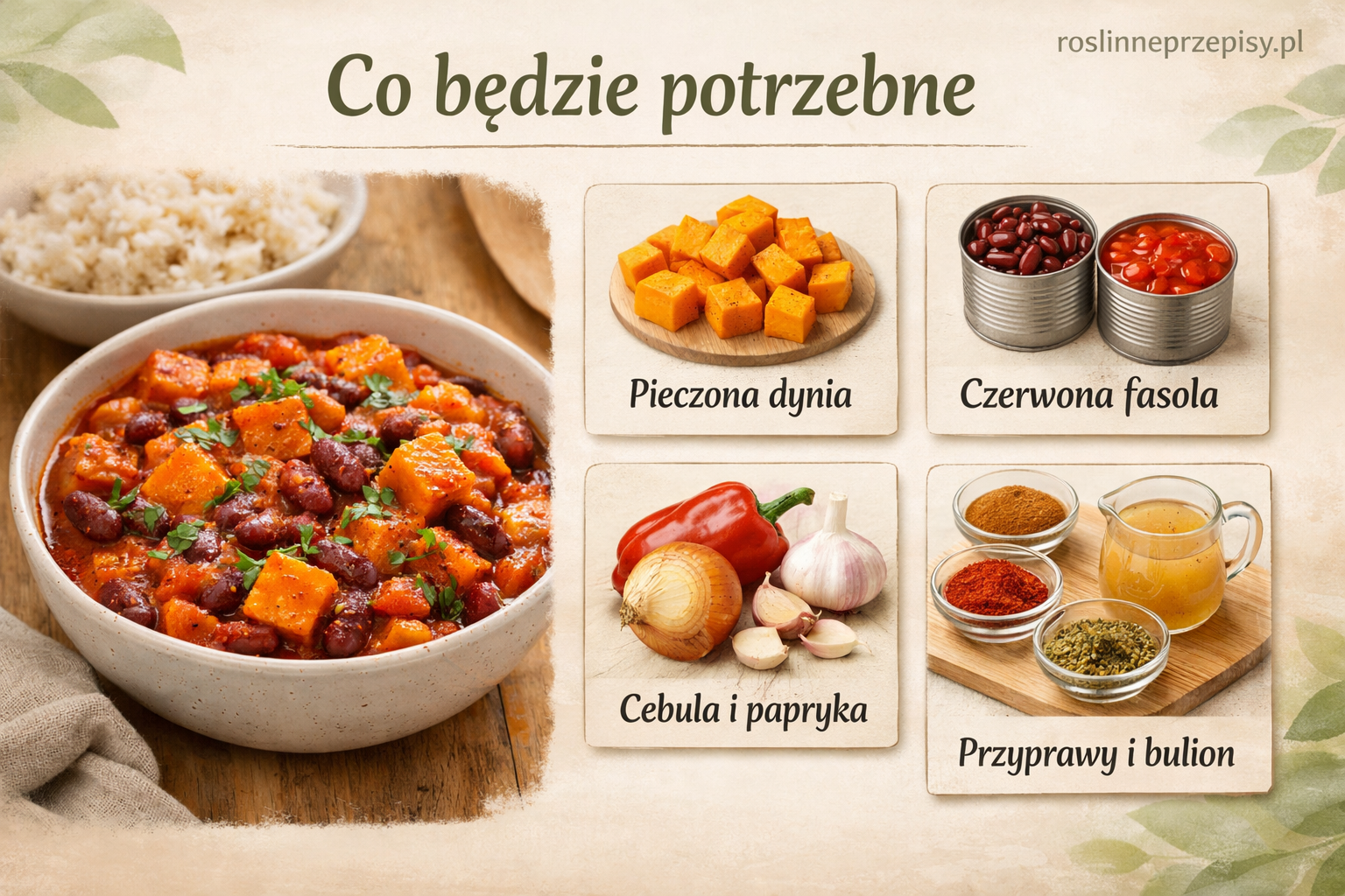 Gulasz z czerwonej fasoli i pieczonej dyni – sycący roślinny obiad na co dzień — FAU_IMAGE1