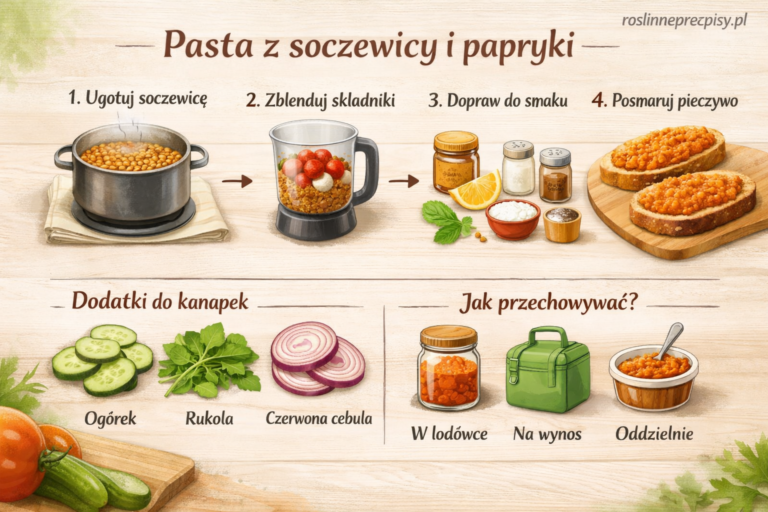 Kanapki z pastą z soczewicy i pieczoną papryką na szybkie roślinne śniadanie — FAU_IMAGE2