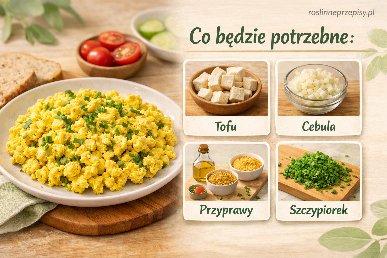 Roślinna jajecznica z tofu i szczypiorkiem na szybkie wytrawne śniadanie — FAU_IMAGE1